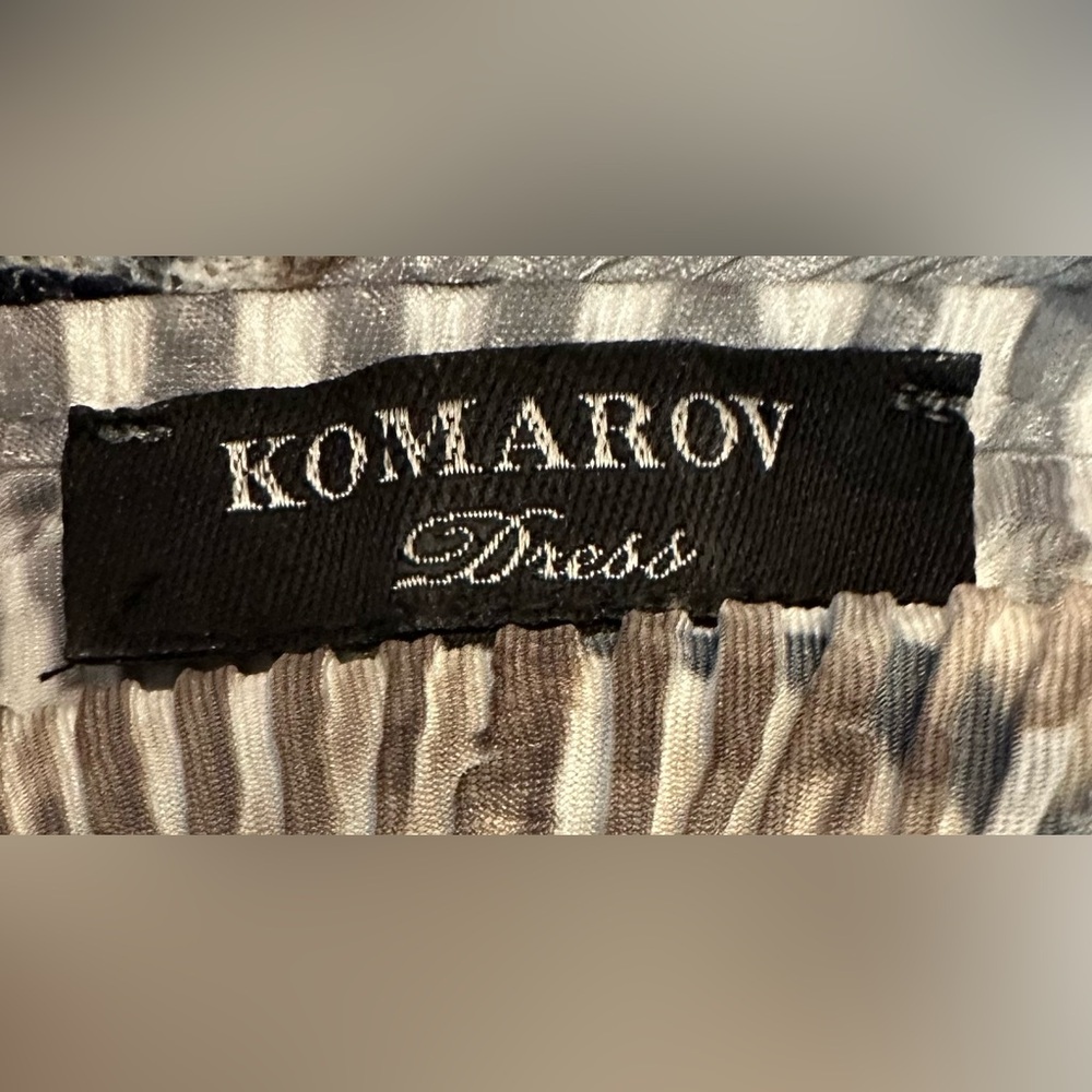 Komarov Grey Floral Pleated Maxi Dress Small - Picture 3 of 6